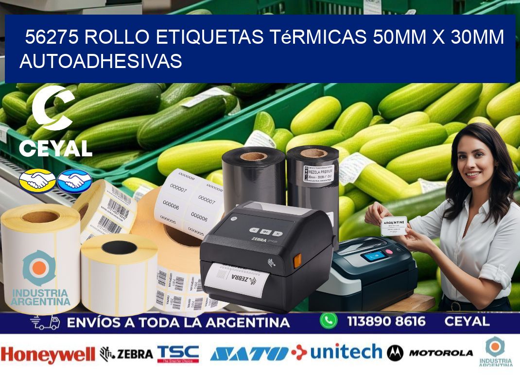 56275 Rollo Etiquetas Térmicas 50mm X 30mm Autoadhesivas