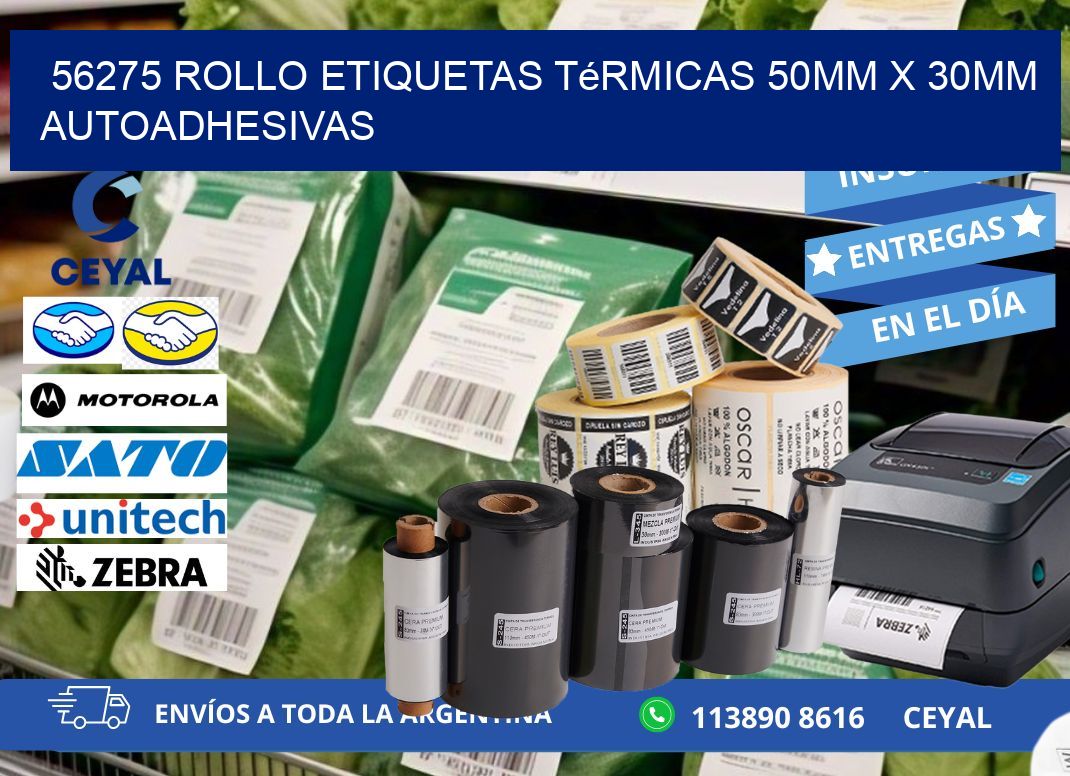 56275 Rollo Etiquetas Térmicas 50mm X 30mm Autoadhesivas