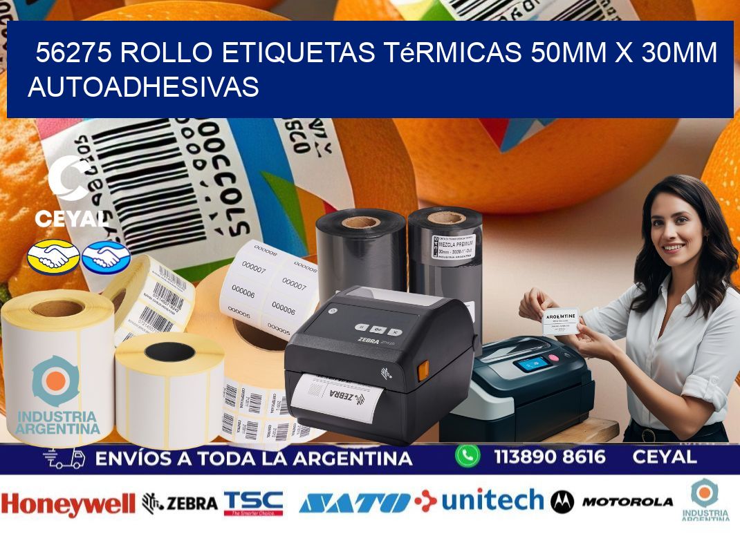 56275 Rollo Etiquetas Térmicas 50mm X 30mm Autoadhesivas