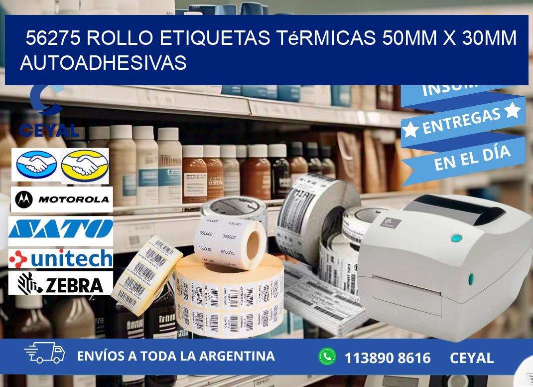 56275 Rollo Etiquetas Térmicas 50mm X 30mm Autoadhesivas