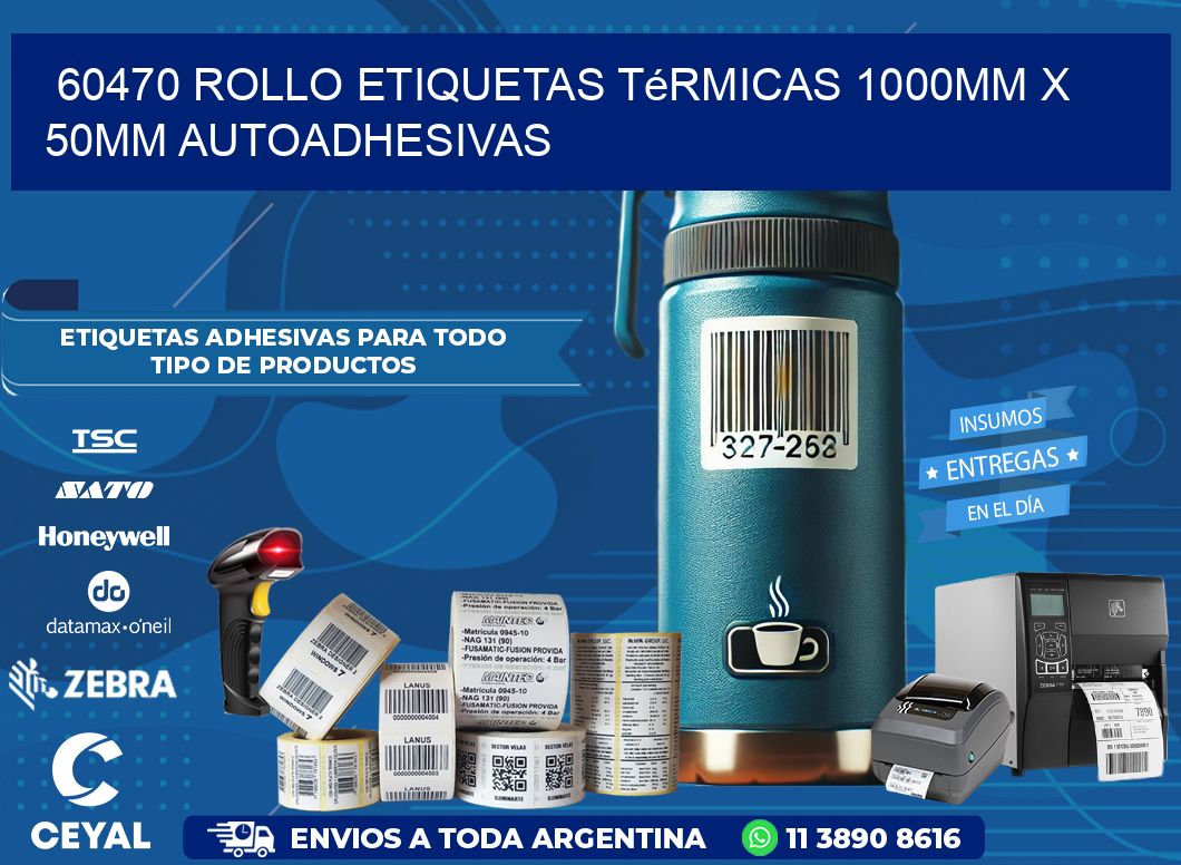 60470 Rollo Etiquetas Térmicas 1000mm X 50mm Autoadhesivas