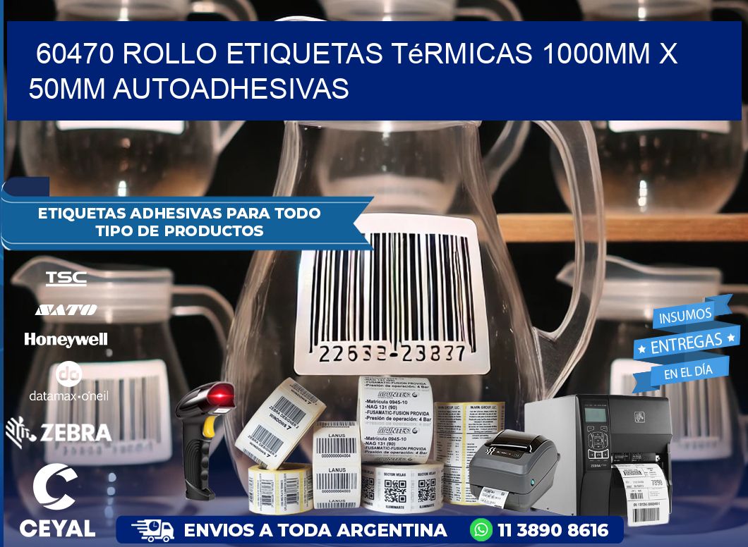 60470 Rollo Etiquetas Térmicas 1000mm X 50mm Autoadhesivas