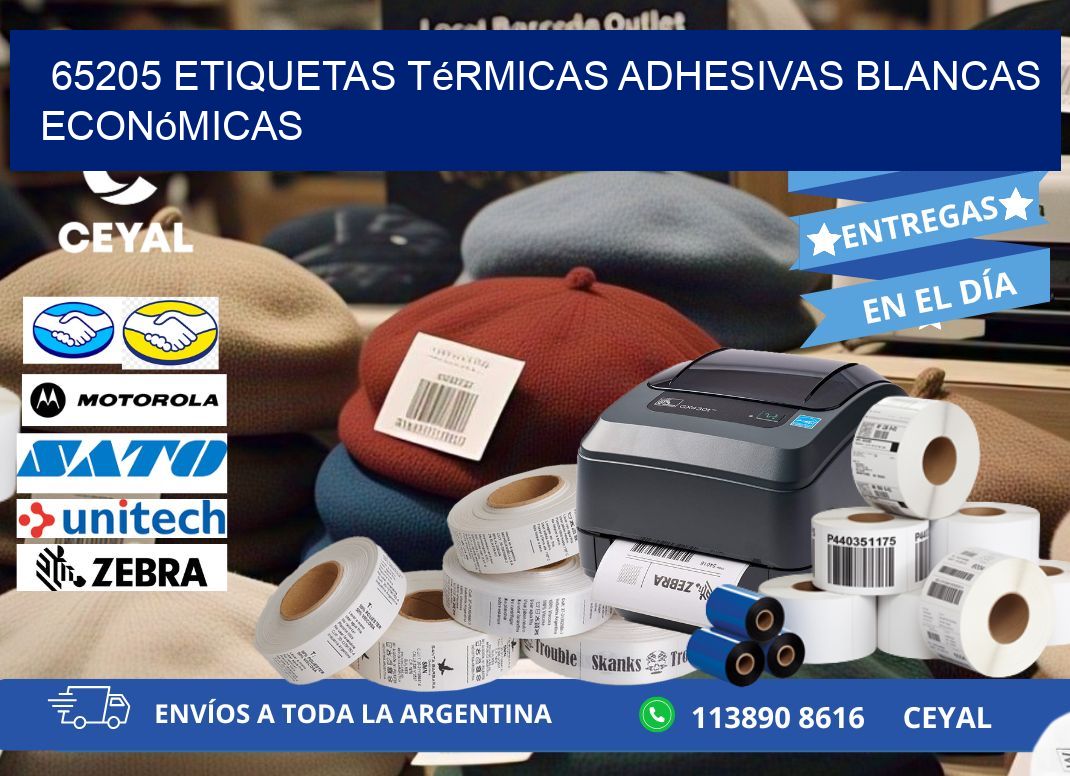 65205 etiquetas térmicas adhesivas blancas económicas