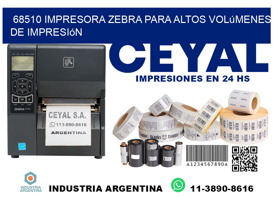 68510 impresora zebra para altos volúmenes de impresión