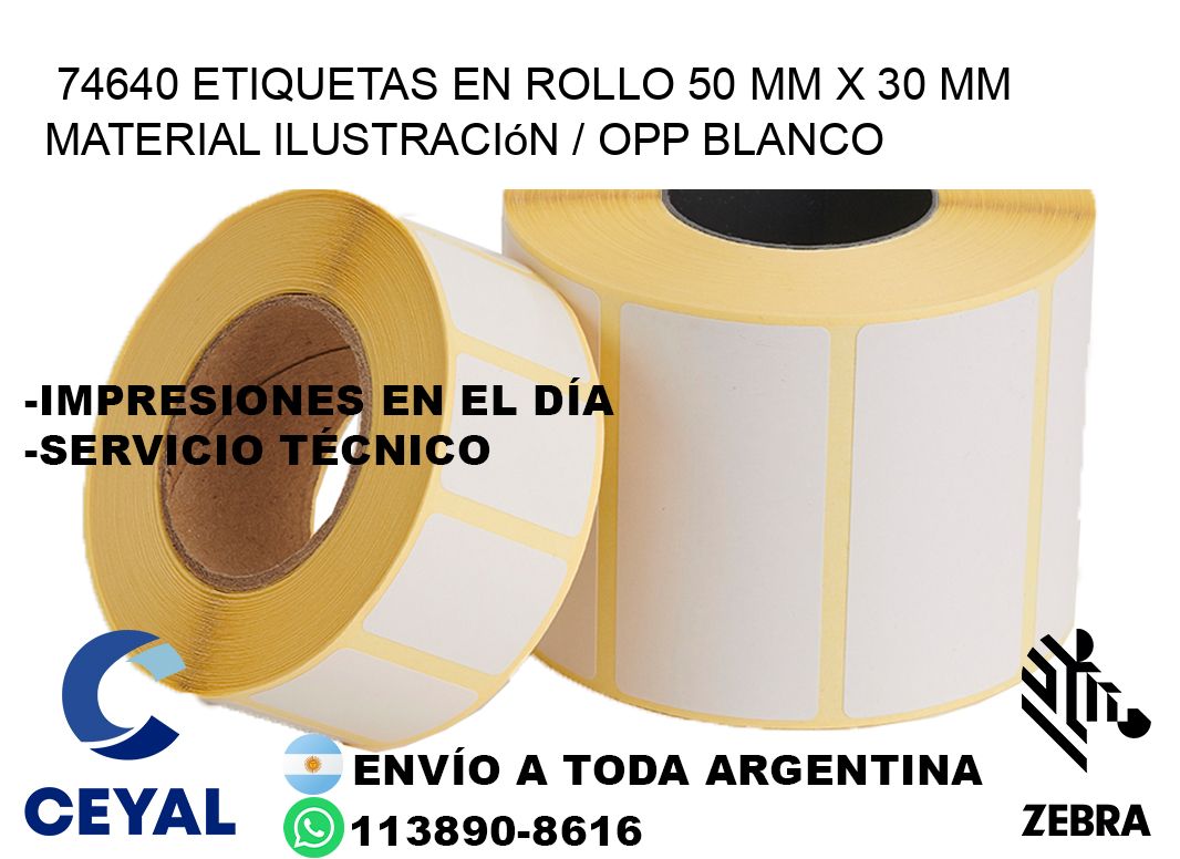 74640 Etiquetas en rollo 50 mm x 30 mm material Ilustración / OPP Blanco