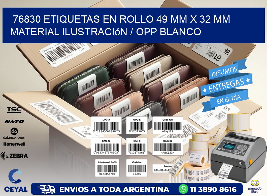 76830 Etiquetas en rollo 49 mm x 32 mm material Ilustración / OPP Blanco