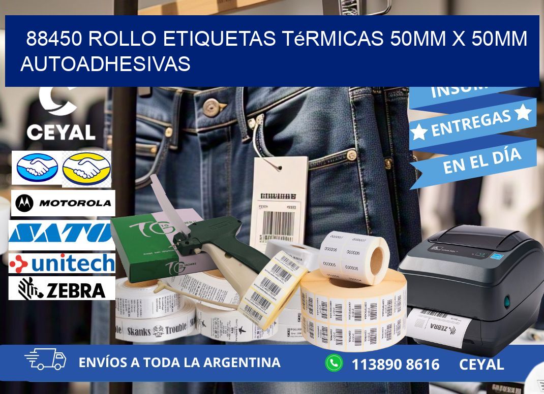 88450 Rollo Etiquetas Térmicas 50mm X 50mm Autoadhesivas
