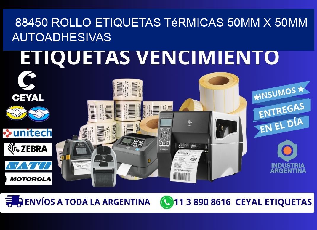 88450 Rollo Etiquetas Térmicas 50mm X 50mm Autoadhesivas