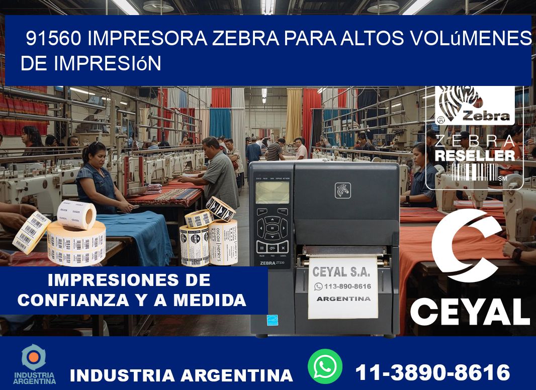 91560 impresora zebra para altos volúmenes de impresión
