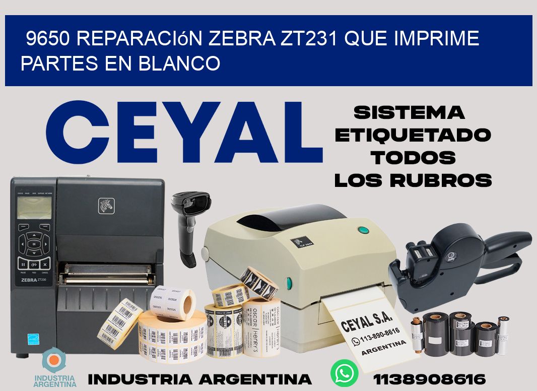 9650 reparación zebra zt231 que imprime partes en blanco
