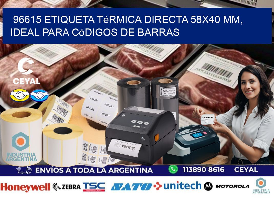 96615 Etiqueta Térmica Directa 58×40 mm, ideal para códigos de barras