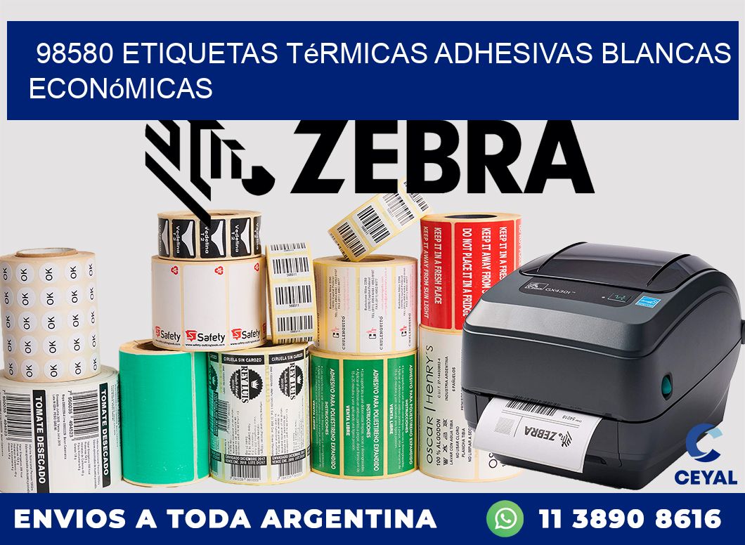 98580 etiquetas térmicas adhesivas blancas económicas