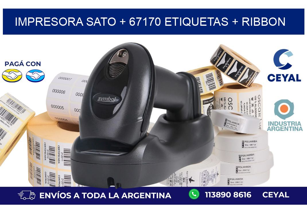 impresora SATO + 67170 etiquetas + ribbon