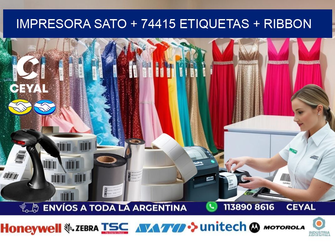 impresora SATO + 74415 etiquetas + ribbon