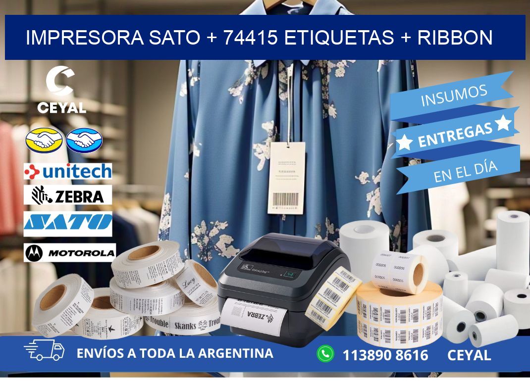 impresora SATO + 74415 etiquetas + ribbon