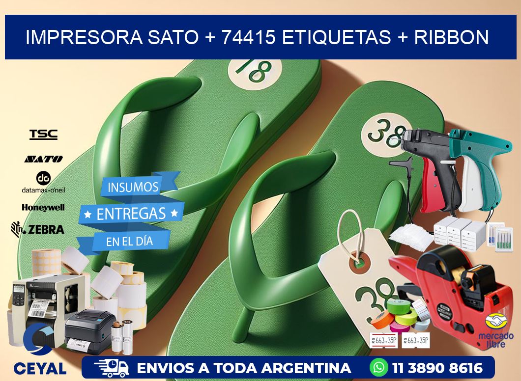 impresora SATO + 74415 etiquetas + ribbon
