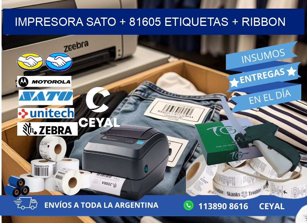 impresora SATO + 81605 etiquetas + ribbon