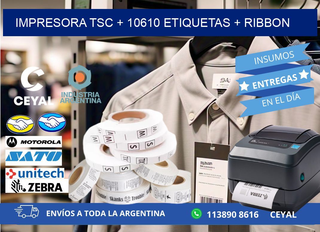 impresora TSC + 10610 etiquetas + ribbon