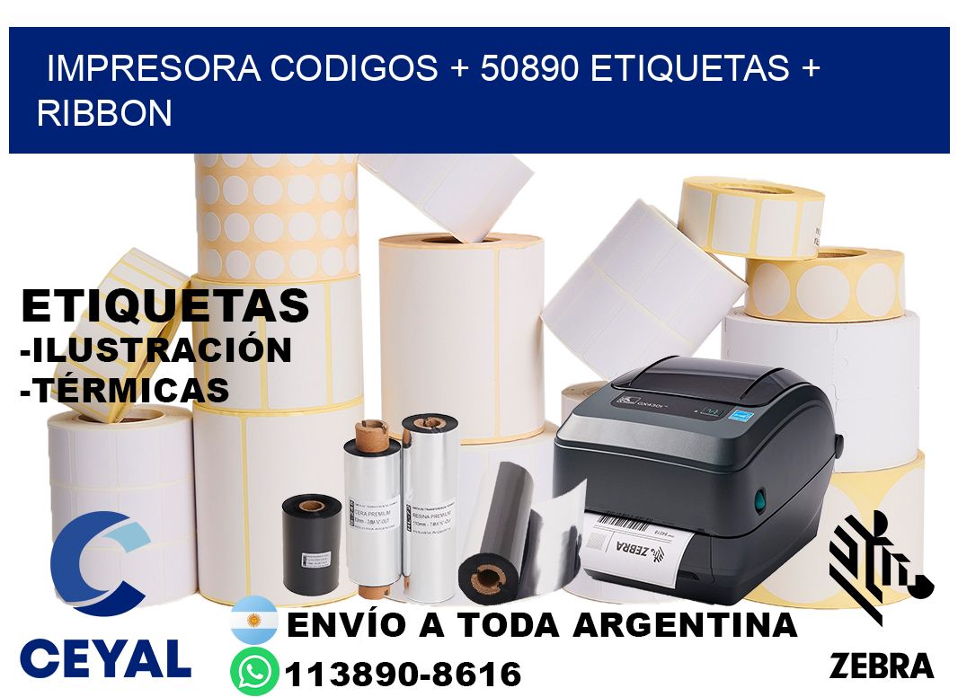 impresora codigos + 50890 etiquetas + ribbon