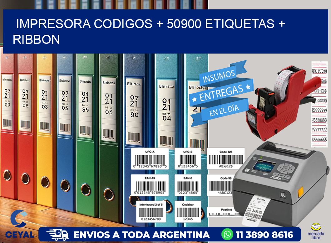 impresora codigos + 50900 etiquetas + ribbon