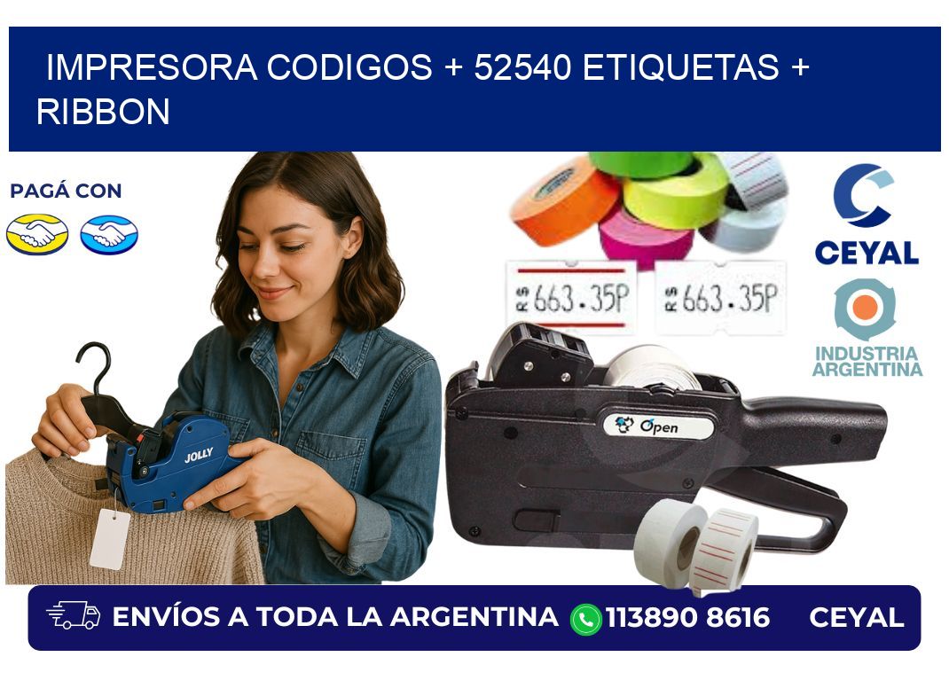 impresora codigos + 52540 etiquetas + ribbon