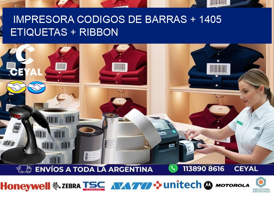impresora codigos de barras + 1405 etiquetas + ribbon