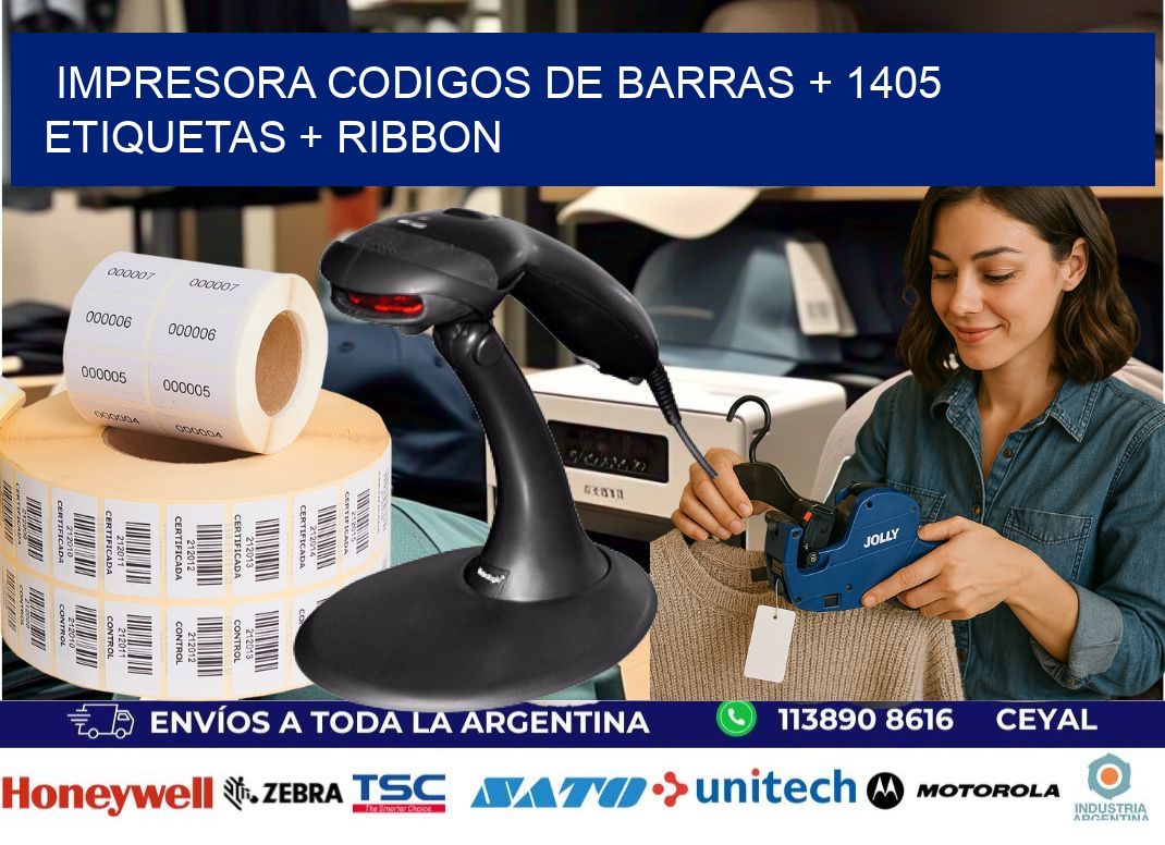 impresora codigos de barras + 1405 etiquetas + ribbon