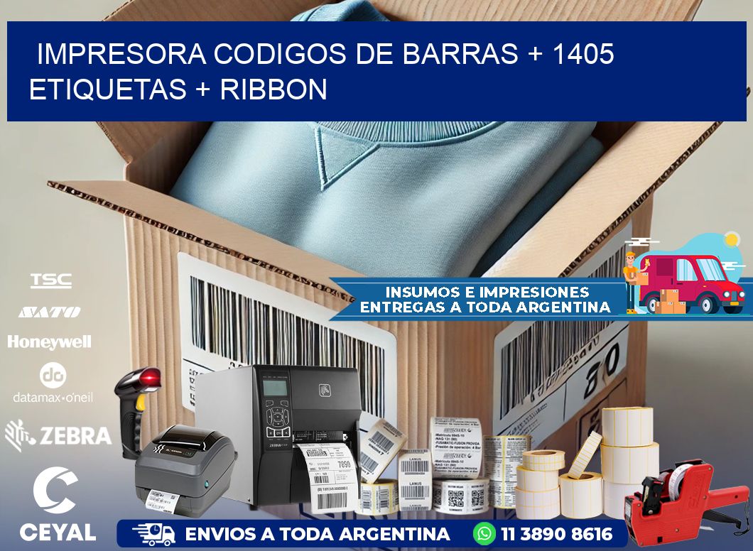 impresora codigos de barras + 1405 etiquetas + ribbon