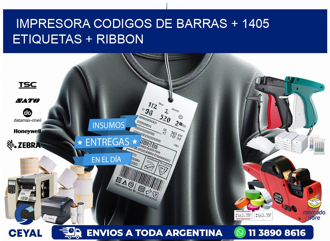 impresora codigos de barras + 1405 etiquetas + ribbon