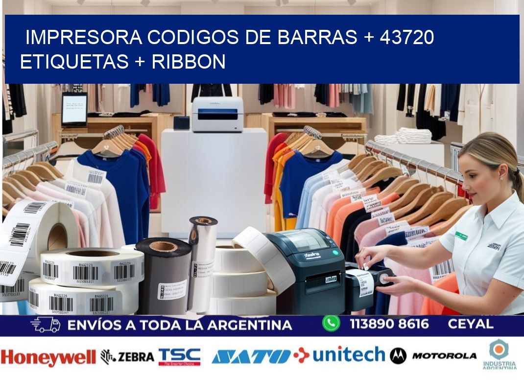 impresora codigos de barras + 43720 etiquetas + ribbon