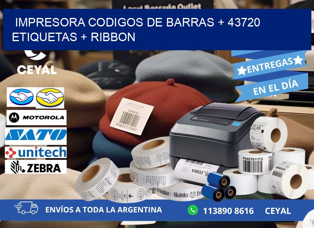 impresora codigos de barras + 43720 etiquetas + ribbon