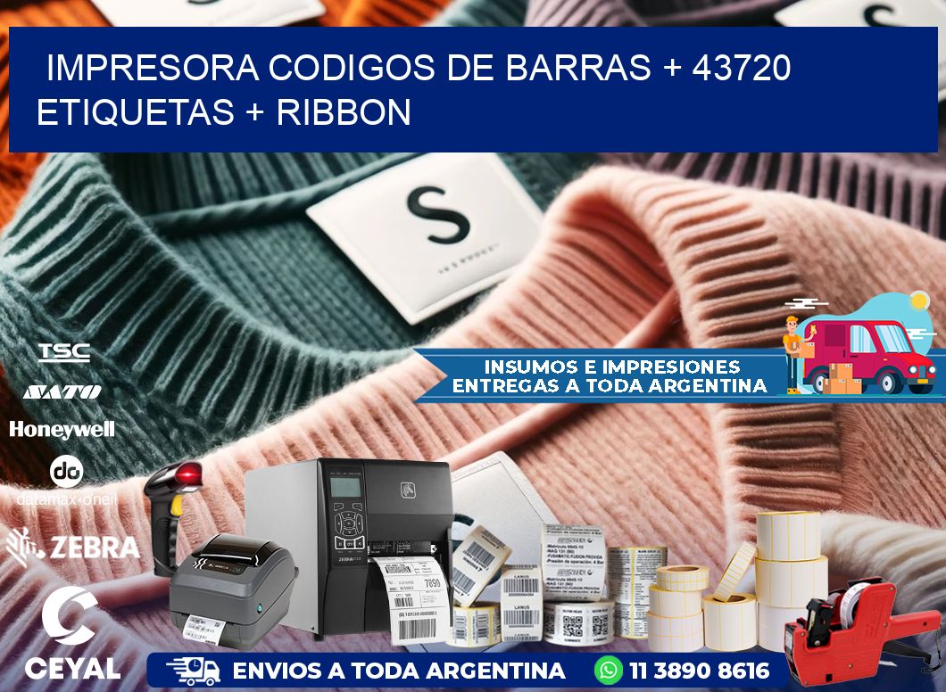 impresora codigos de barras + 43720 etiquetas + ribbon