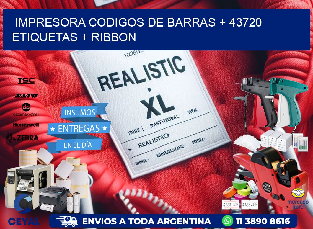 impresora codigos de barras + 43720 etiquetas + ribbon