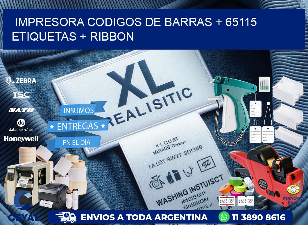 impresora codigos de barras + 65115 etiquetas + ribbon