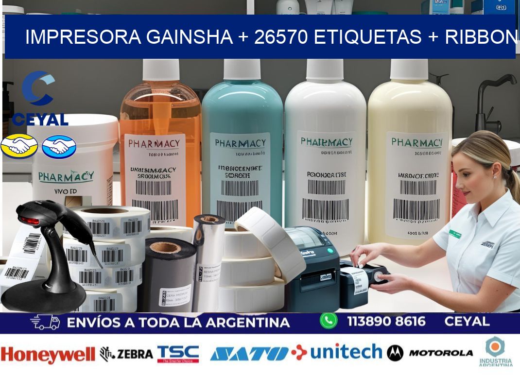 impresora gainsha + 26570 etiquetas + ribbon