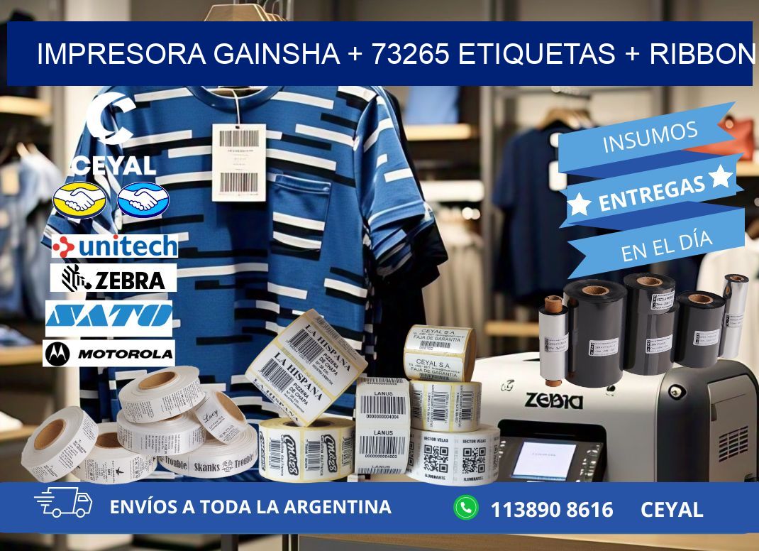 impresora gainsha + 73265 etiquetas + ribbon