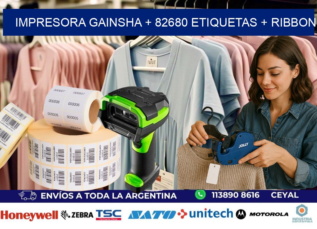 impresora gainsha + 82680 etiquetas + ribbon