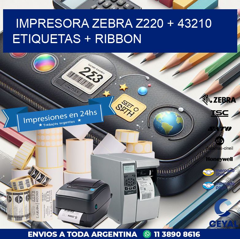 impresora zebra z220 + 43210 etiquetas + ribbon