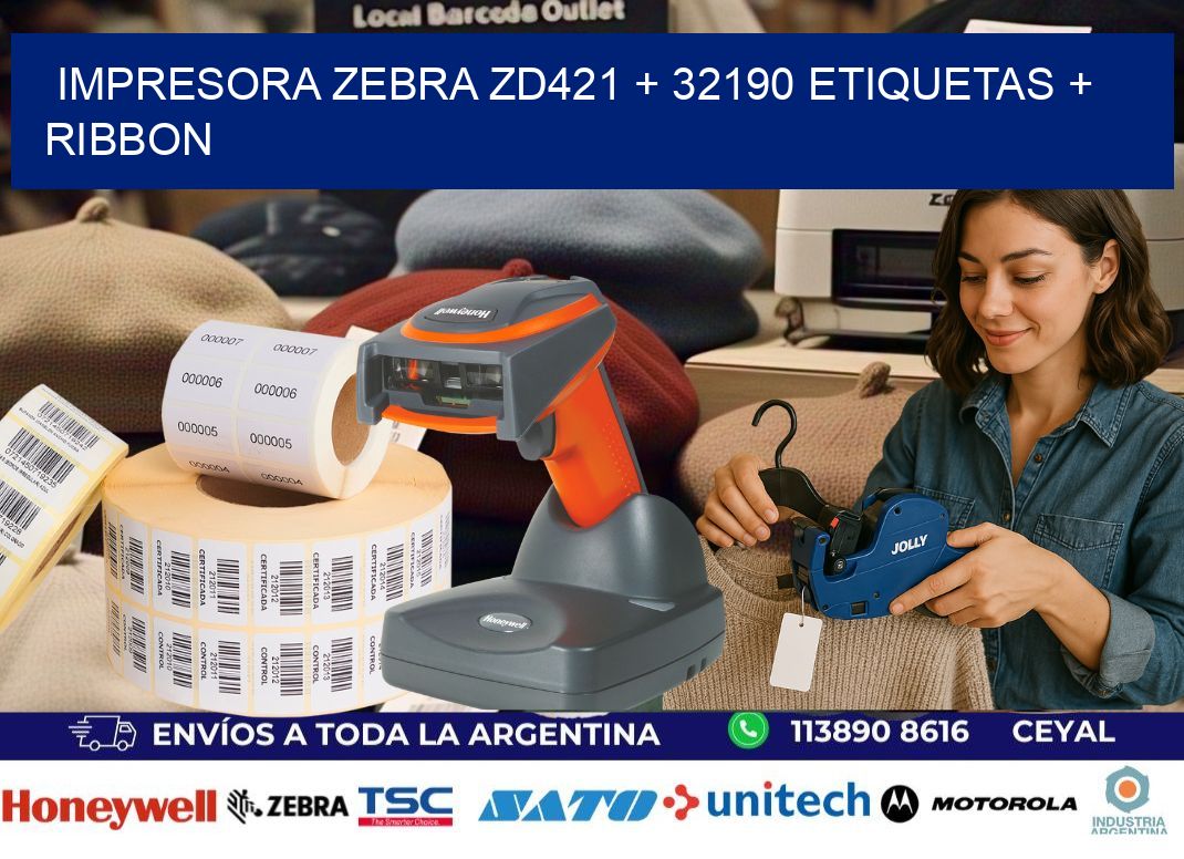 impresora zebra zd421 + 32190 etiquetas + ribbon