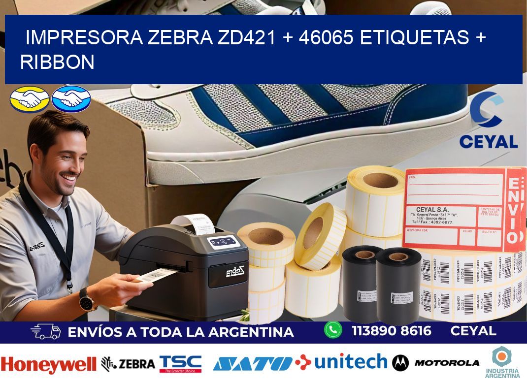 impresora zebra zd421 + 46065 etiquetas + ribbon