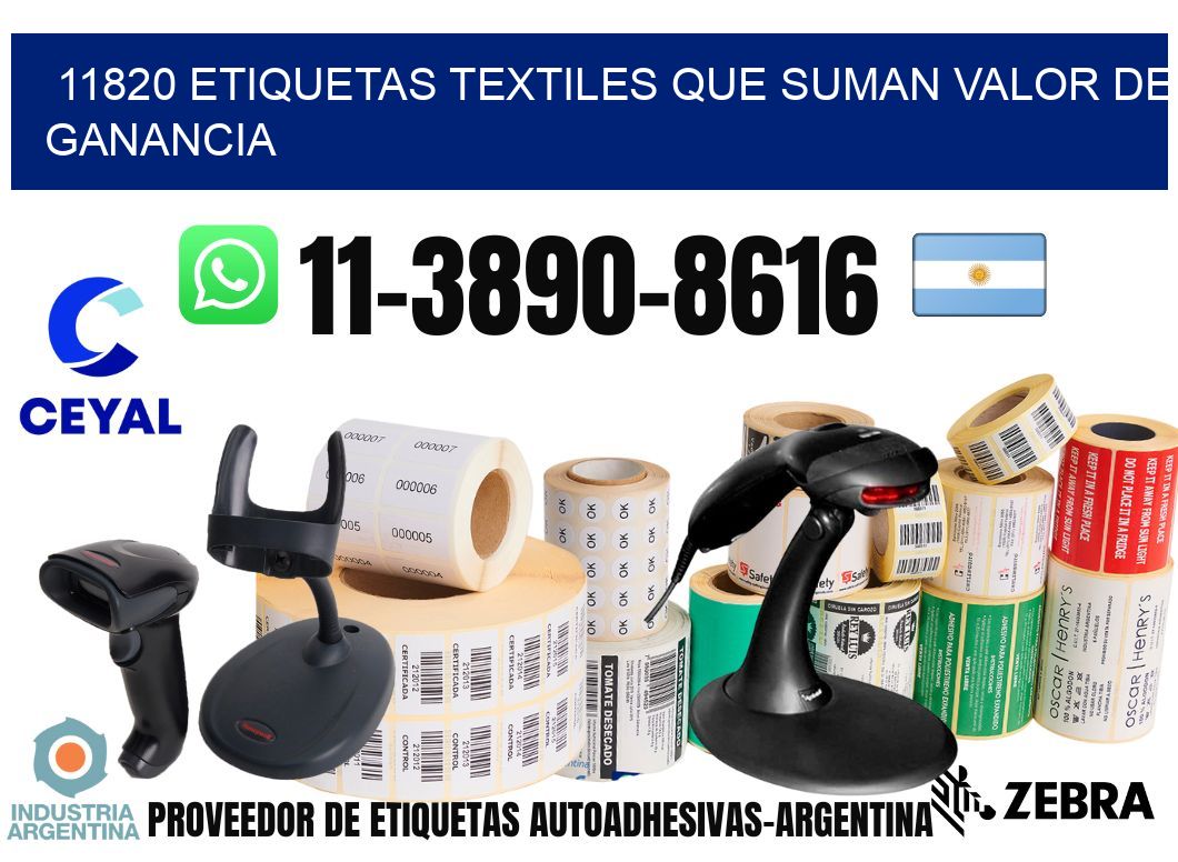 11820 Etiquetas textiles que suman valor de ganancia