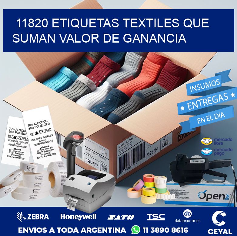 11820 Etiquetas textiles que suman valor de ganancia