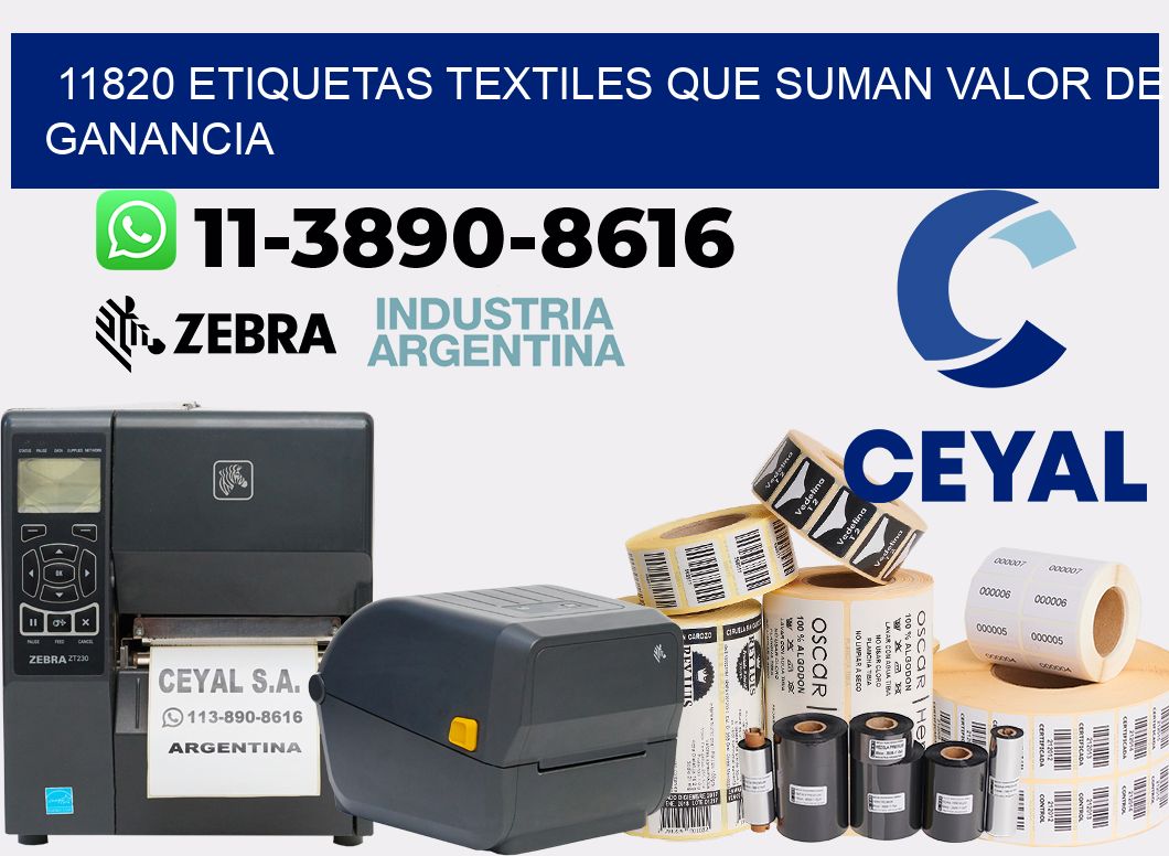 11820 Etiquetas textiles que suman valor de ganancia