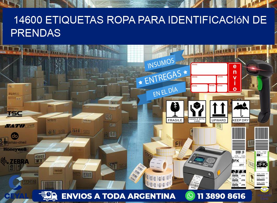 14600 Etiquetas ropa para identificación de prendas