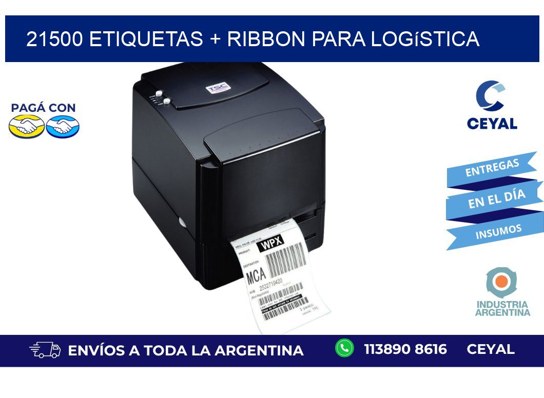 21500 etiquetas + ribbon para logística