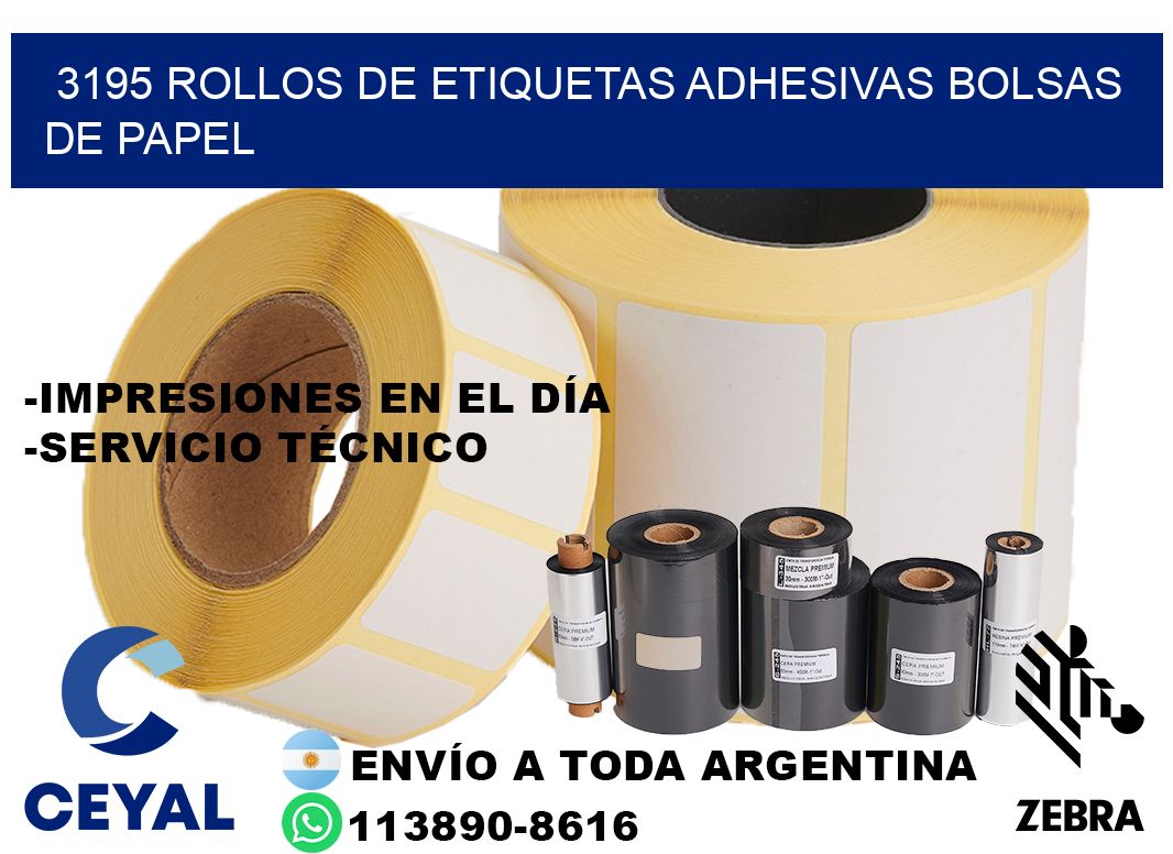 3195 rollos de etiquetas adhesivas bolsas de papel