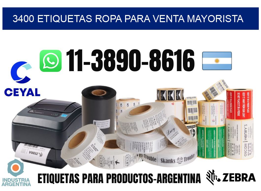 3400 Etiquetas ropa para venta mayorista
