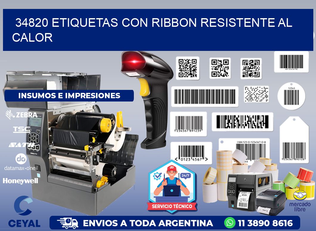 34820 etiquetas con ribbon resistente al calor