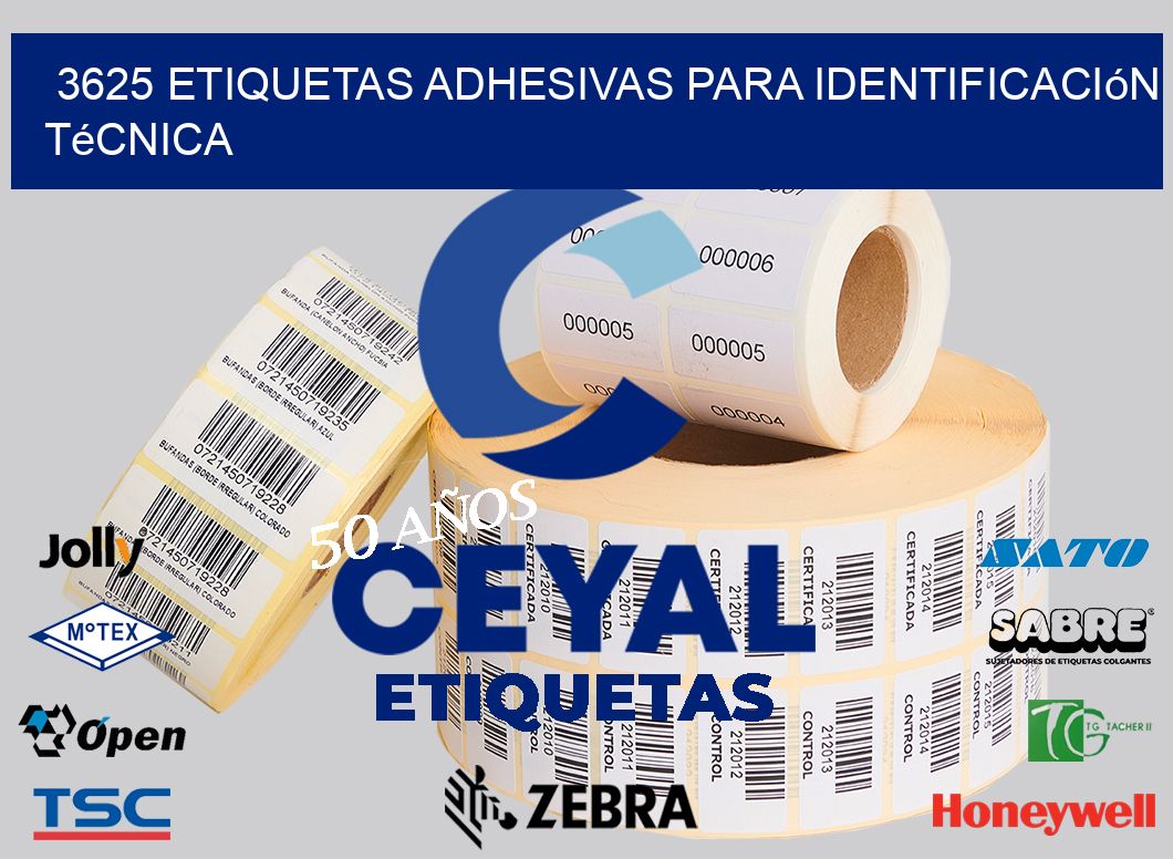 3625 Etiquetas adhesivas para identificación técnica