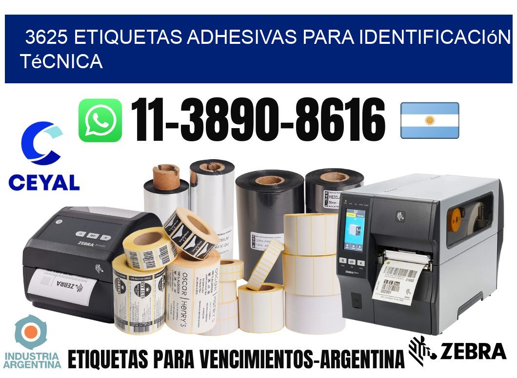 3625 Etiquetas adhesivas para identificación técnica